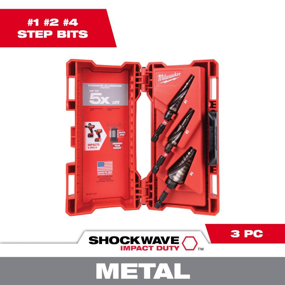 Milwaukee 48-89-9257 3-Piece Shockwave Impact Duty Step Drill Bit Set
