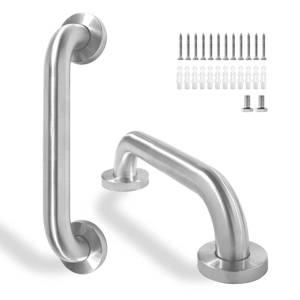 12 in. Exposed Screw Grab Bar 2 Pack Bathroom Safety Bar in Brushed Nickel Stainless Steel for Showers price history on PriceWatchPro