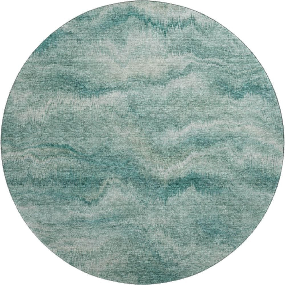 Mayfield Premium Machine Washable Abstract AMF2095 Teal 8 ft. x 8 ft. Round Rug price history on PriceWatchPro