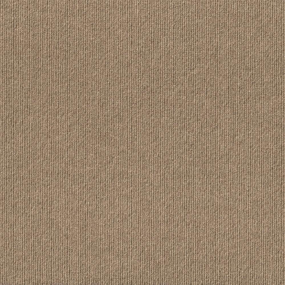 Tan/Beige Self-Adhesive Solid Carpet Tiles 12Pcs - Actual: 12" X 12