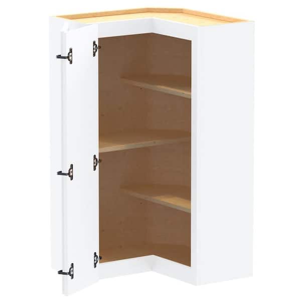 Home Decorators Collection Grayson 24 in. W x 12 in. D x 42 in. H Assembled Plywood Corner Wall Kitchen Cabinet in Pacific White with Shelves