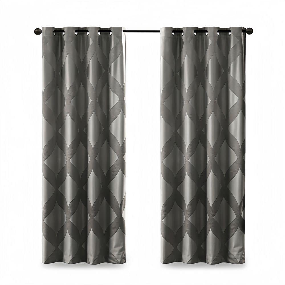 Qi10MAX9°　ARCHELON Black Out　50X Dracelo Charcoal Gray Polyester Jacquard Damask 50 in. W x 84 in