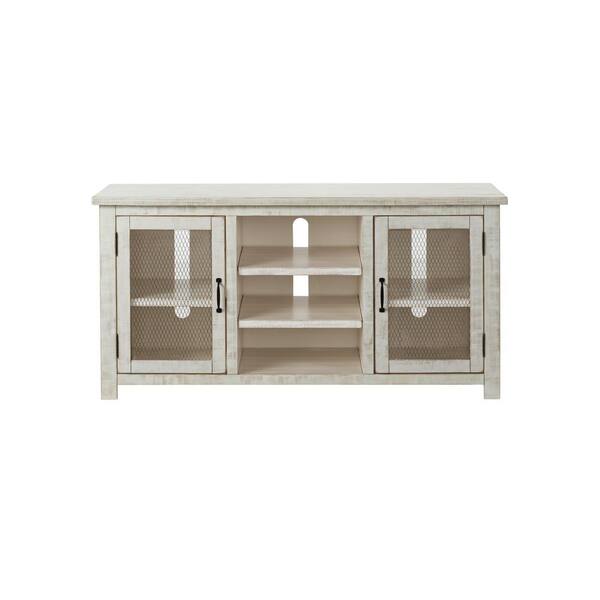 Martin Svensson Home Ventura Antique White Wood TV Stand Fits TVs Up to 65 in. with Adjustable Shelves