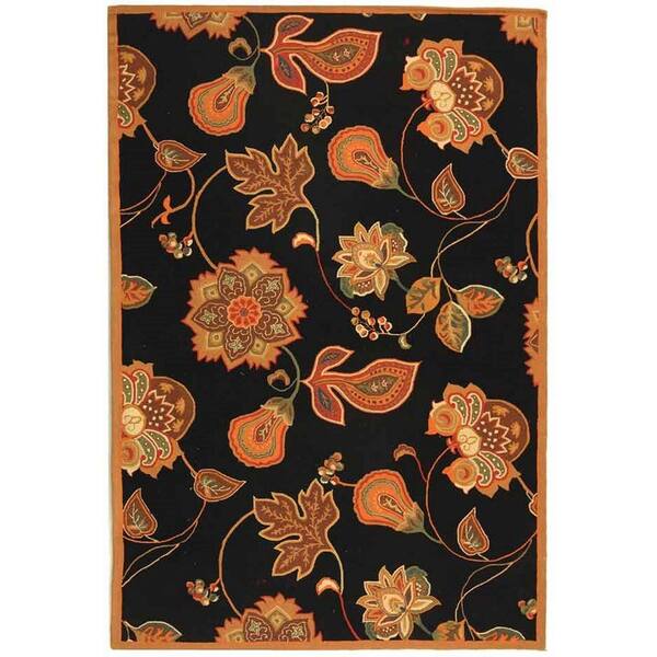 SAFAVIEH Chelsea Black/Orange 8 ft. x 10 ft. Border Area Rug