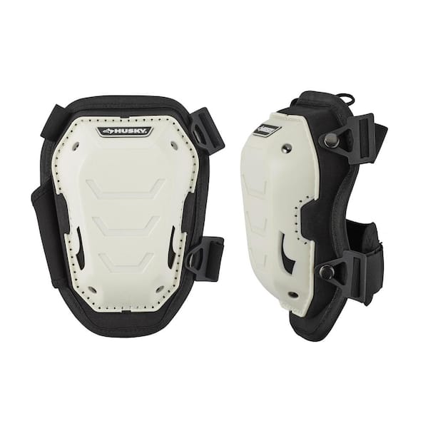 Husky White Foam Memory Foam Hard Cap Knee Pad with Adjustable Straps