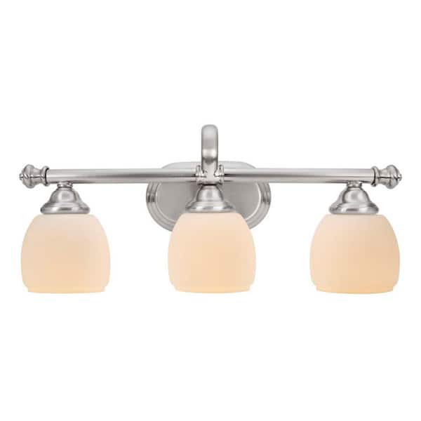 Home Decorators Collection Cedar Cove 3-Light Brushed Nickel Vanity Light with Etched Opal Glass Shades