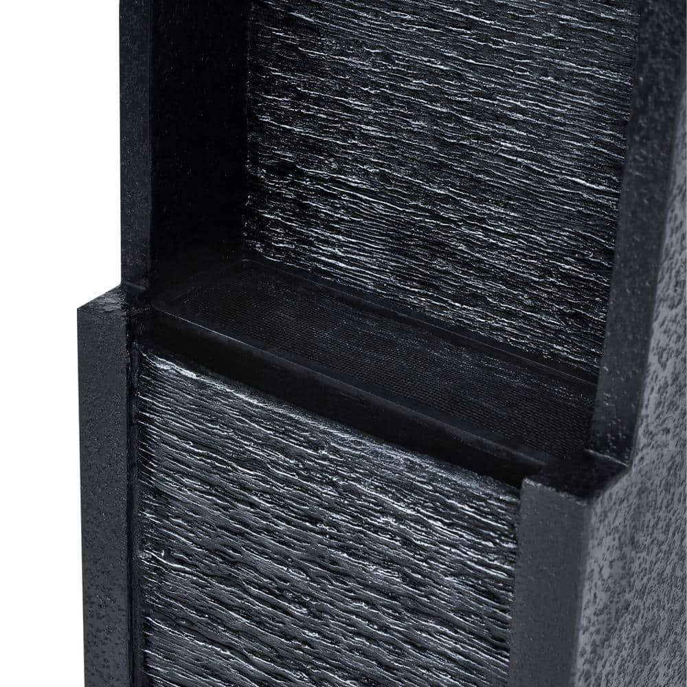 Athena Black Solar-Powered Outdoor Waterfall Fountain with LED Lights