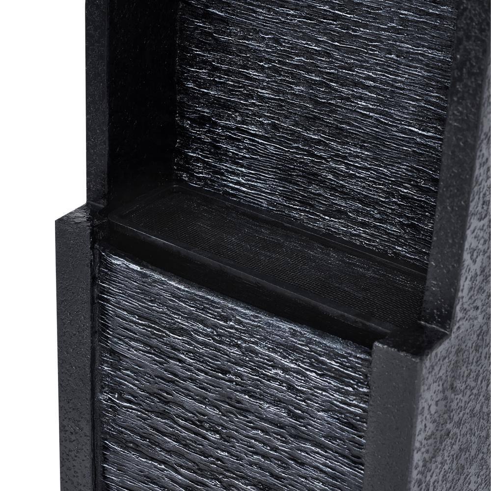 Athena Black Solar-Powered Outdoor Waterfall Fountain with LED Lights