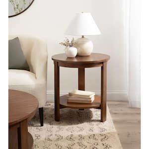 Foxford 22.01 in. Walnut Brown Round Wood Veneer/MDF End Table