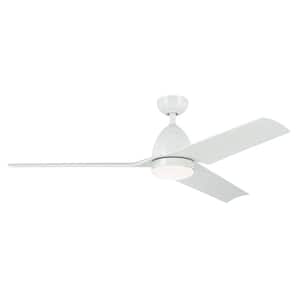 Fit 54 in. Integrated LED Outdoor White Downrod Mount Ceiling Fan with Remote