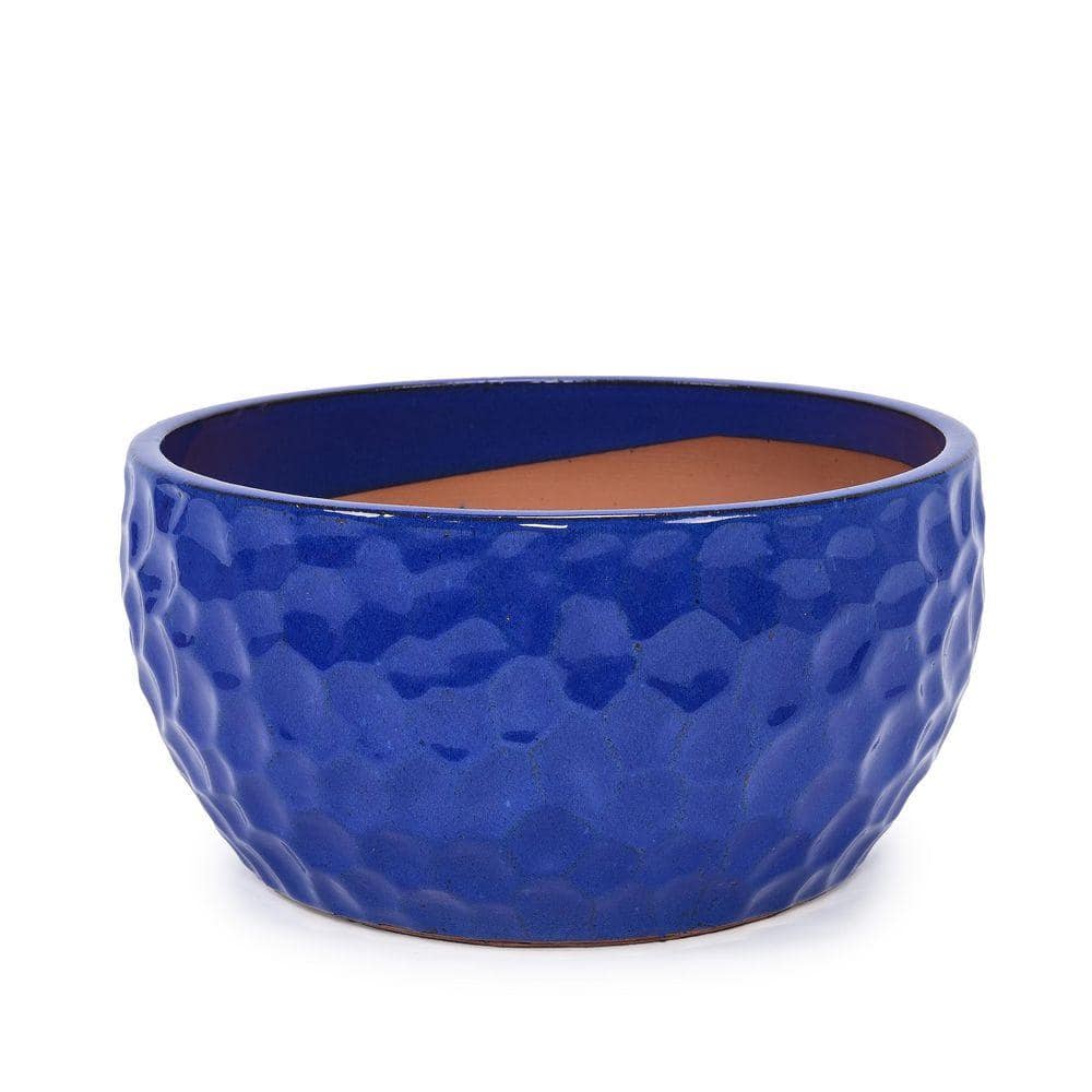 Toileflowergathermini onepieceMmeemeエムエメ 3 Pieces Modern Antique Blue Ceramic Flowerpot, Planter for Patio