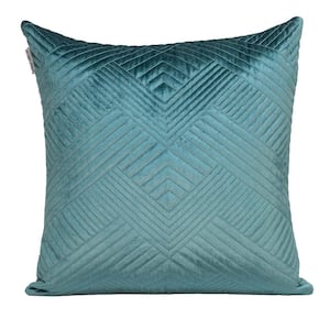 Gaia Transitional Quilted Teal Throw Pillow