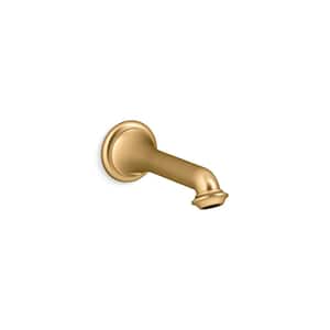 Artifacts Wall Mount Bath Spout with Turned Design in Vibrant Brushed Moderne Brass