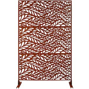 6.3 ft. H x 4 ft. W Rust Red Metal Privacy Screen Freestanding Decorative Privacy Screen for Lawn (3 Panels)