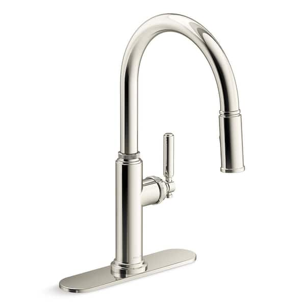 Revolv Single Handle Pull Down Sprayer Kitchen Faucet in Vibrant Polished Nickel