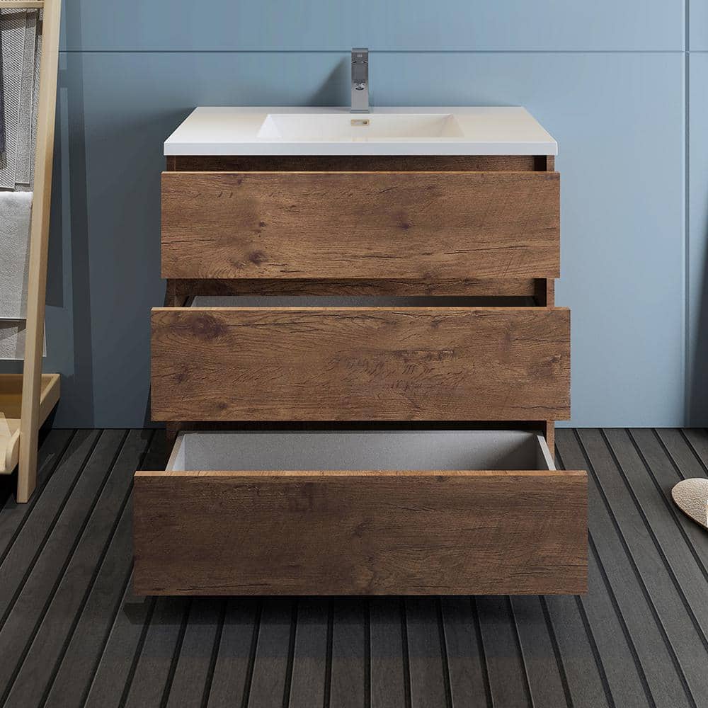 Rosewood 36" Freestanding Single Vanity with Acrylic Sink