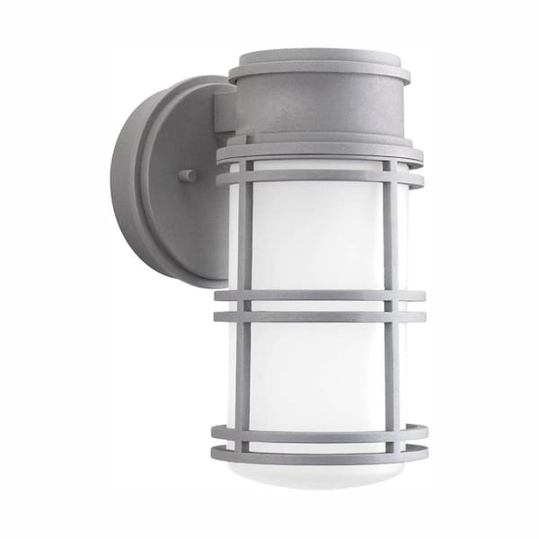 Progress Lighting Bell LED Collection 1-Light Textured Graphite Etched Glass Craftsman Outdoor Wall Lantern Light