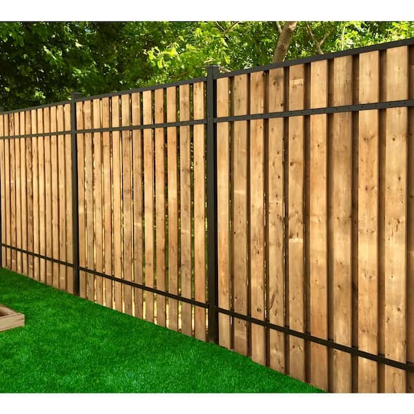 1.5 in. x 3 in. x 92 in. Black Aluminum Vertical Fence Stringer Kit, Includes 2 Stringers, 4 Brackets and All Fasteners