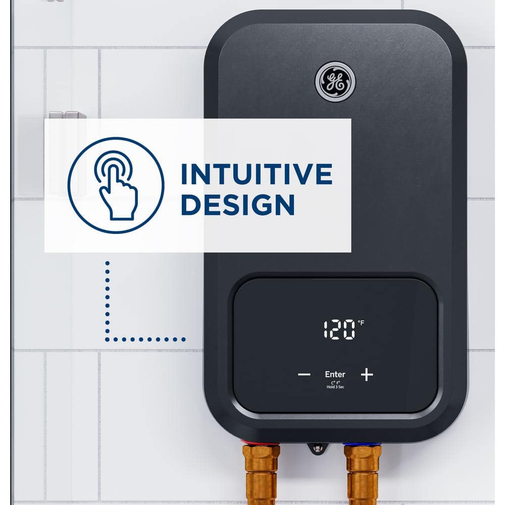 27kW Gray Electric Tankless Water Heater with Digital Display