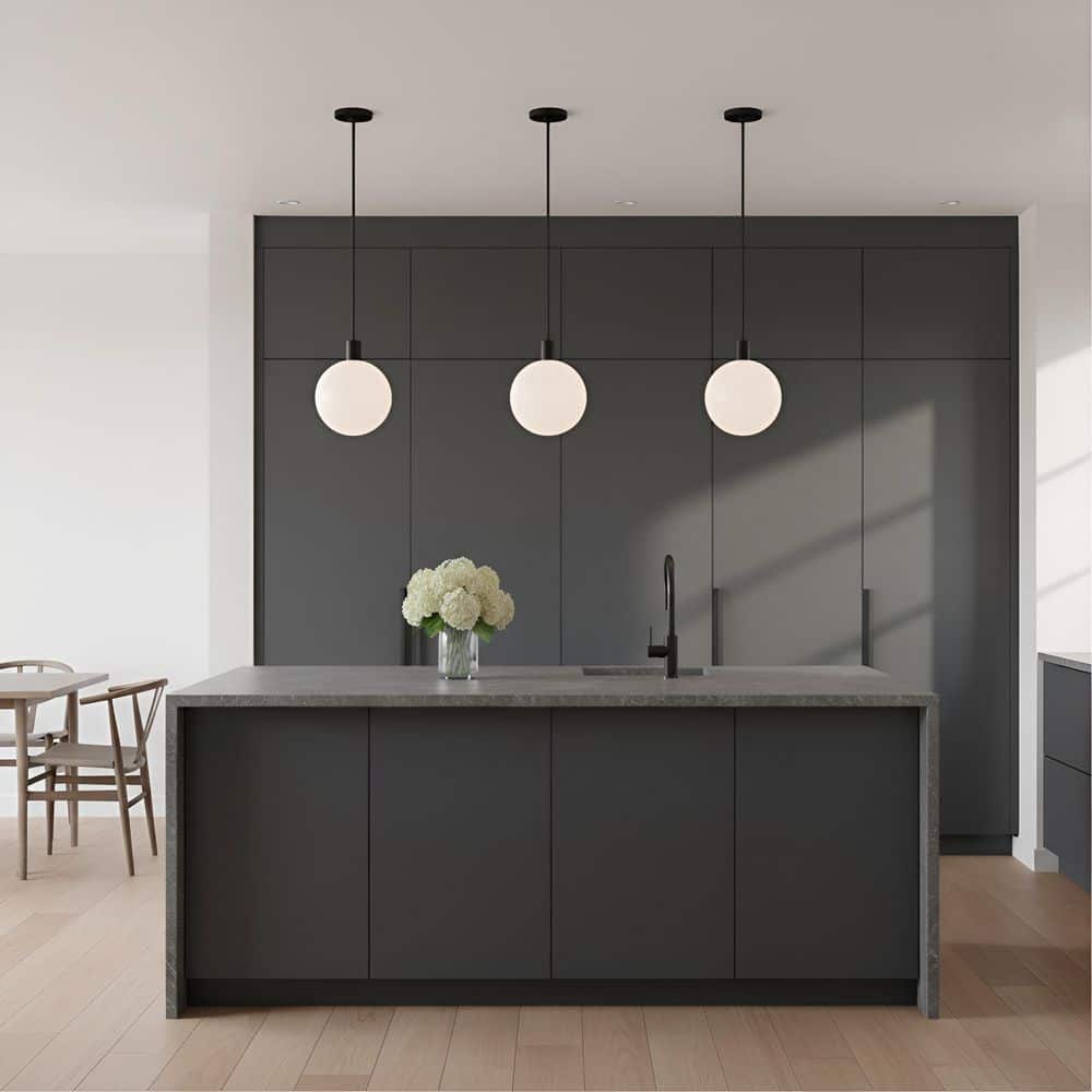 Colewood 10 in. W x 12.5 in. H 1-Light Midnight Black Modern Pendant Light with Milk Glass Shade No Bulb Included price history on PriceWatchPro