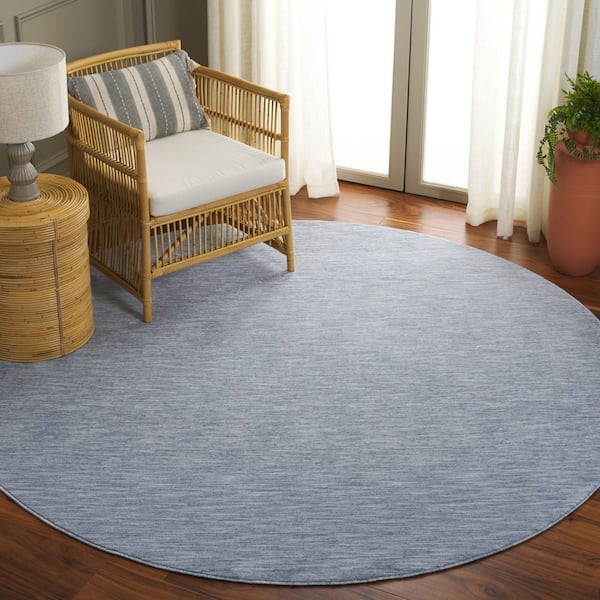 Haven 7 ft. x 7 ft. Light Blue Abstract Modern Round Area Rug