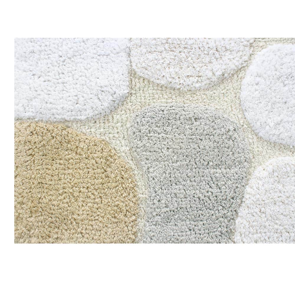 Pebble Pattern Beige and Gray Cotton Bath Runner