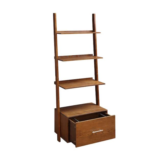 Convenience Concepts 69 In Dark Walnut, Walnut Bookcase With Storage And Shelves