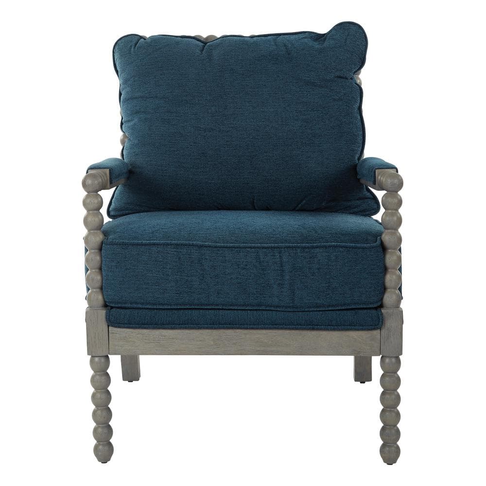 Brushed Gray Farmhouse Accent Chair with Padded Armrests