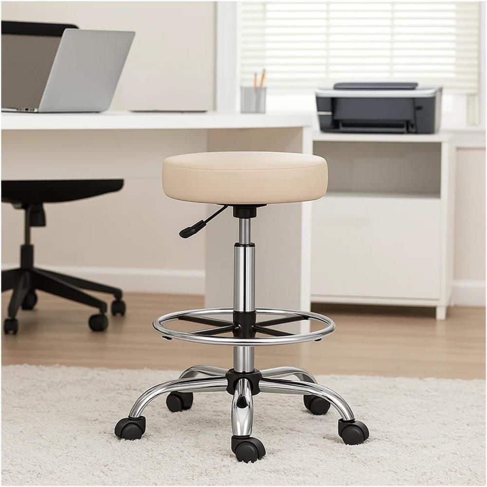 Fea Vinyl Footring Ergonomic Office Stool in Beige, Chrome and Black price history on PriceWatchPro