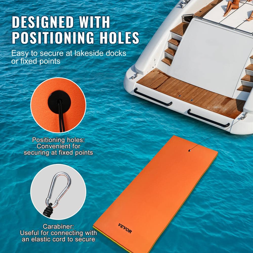 Large Orange and Yellow 18x6 ft Floating Water Mat with Tear-Resistant XPE Foam