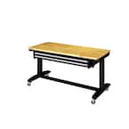 52 in. Adjustable Height Work Table with 2-Drawers in Black
