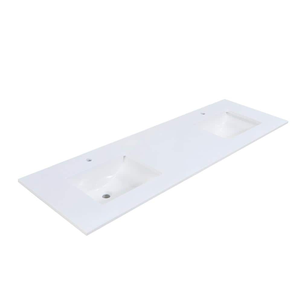 Snow White 73" Double Bathroom Vanity Top with Sinks