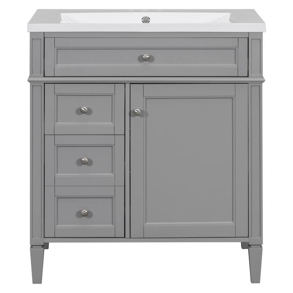 30 in. W Freestanding Single Sink Gray Bath Vanity with White Resin Top and a Tip-out Drawer price history on PriceWatchPro