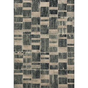 Bowery Storm/Sand 5 ft. 5 in. x 7 ft. 6 in. Contemporary Geometric Area Rug