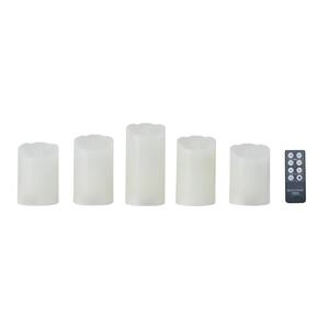 Realistic Wax Flameless Candles, LED Candles with Remote, White, Set of 5
