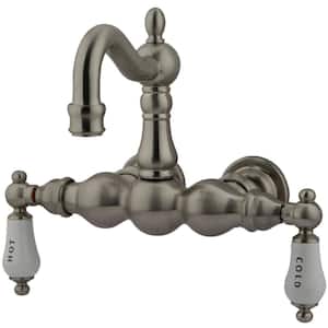 Vintage 2-Handle Wall-Mount Clawfoot Tub Faucets in Brushed Nickel