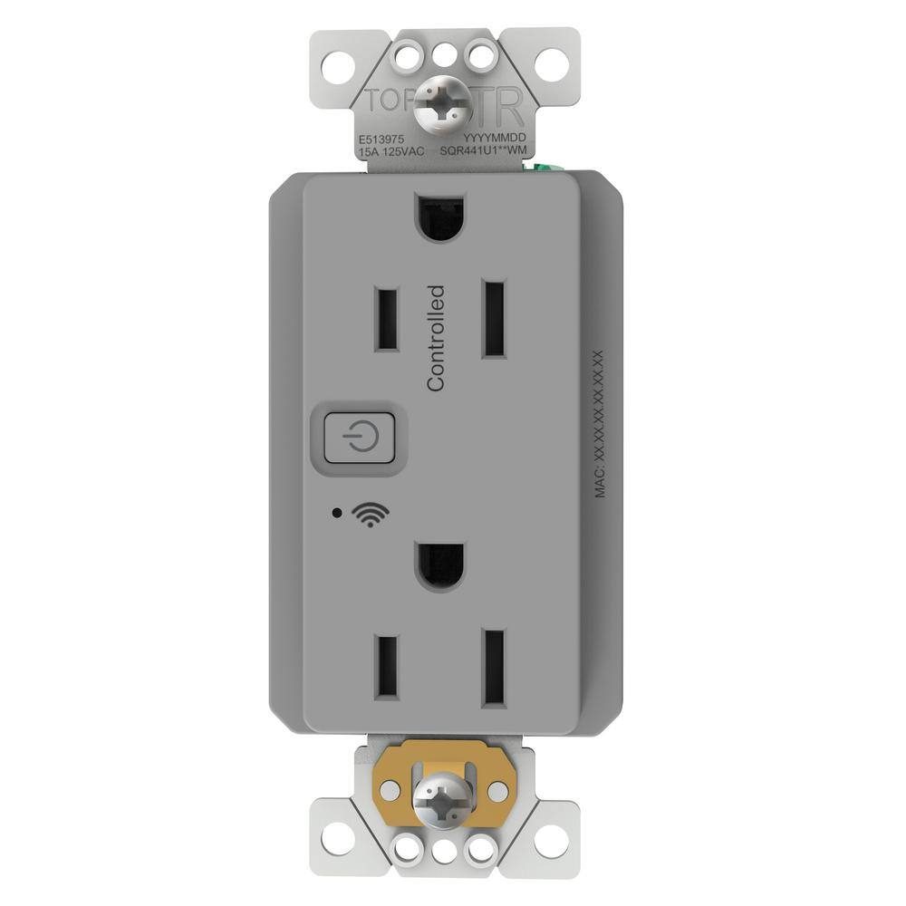 Gray 15A Tamper Resistant USB Outlet with Wall Plate