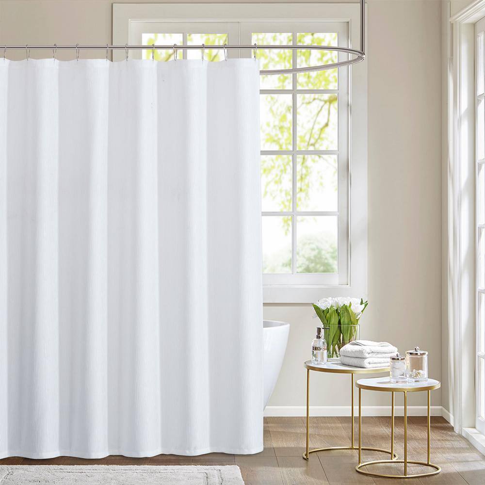 Dainty Home Moderna 70 in. x 72 in. Shower Curtain in White MODSCWH ...