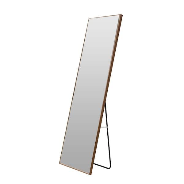 Unbranded 17 in. W x 60 in. H Rectangular Framed Wall Bathroom Vanity Mirror in Brown Full Length Mirror