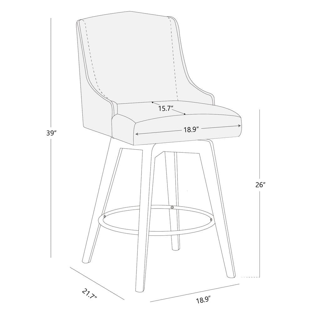 Cognac Brown 26'' Swivel Counter Stools with Nailhead Trim, Set of 2