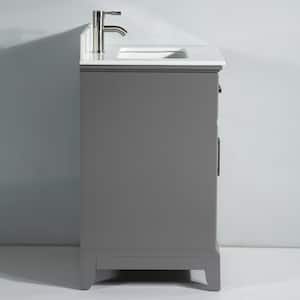 Genoa 30 in. W x 22 in. D x 36 in. H Bath Vanity in Grey with Engineered Marble Top in White with Basin and Mirror
