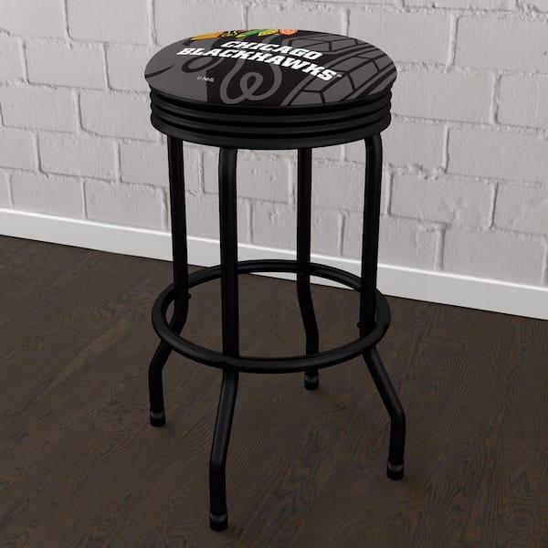 Unbranded Chicago Blackhawks Logo 29 in. Red Backless Metal Bar Stool with Vinyl Seat