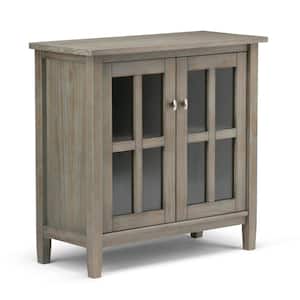 Warm Shaker Solid Wood 32 in. Wide Transitional Low Storage Cabinet in Distressed Grey