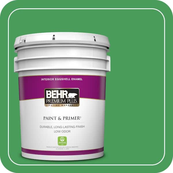 BEHR PREMIUM PLUS 5 gal. #P400-6 Clover Patch Eggshell Enamel Low Odor Interior Paint & Primer