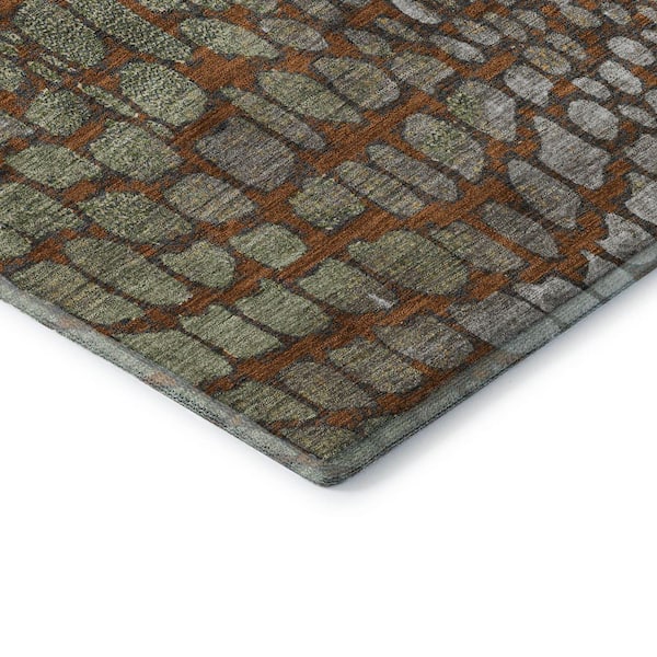 Mayfield Premium Machine Washable Abstract AMF988 Paprika 2 ft. x 3 ft. Area Rug