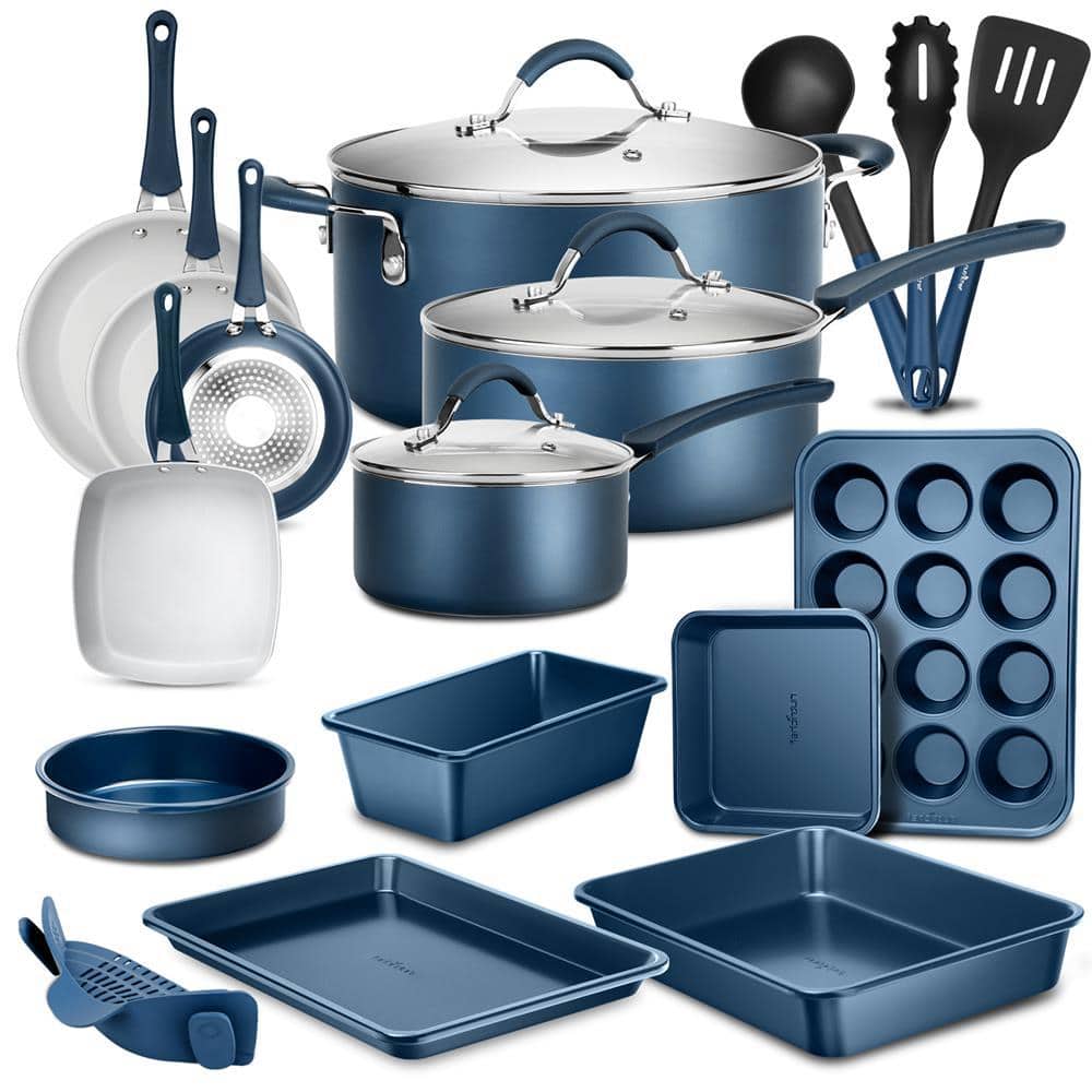 Nutrichef Nccw12Blu - Kitchenware Pots & Pans Set - Stylish Kitchen Cookware