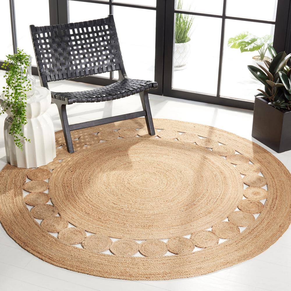 Natural Hand-Woven Jute Round Area Rug, 7' Diameter