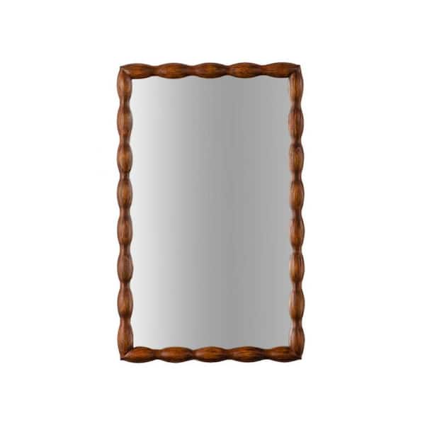 Unbranded Natural Wood Color 24 in. W x 36 in. H Modern Solid Wood Frame Mirror