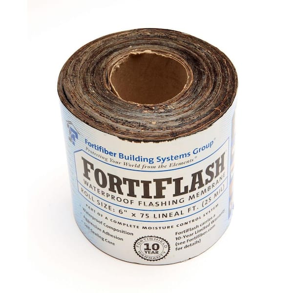 Fortifiber FortiFlash 25 mil 9x75' Self-Adhesive Waterproof Flashing  Membrane - Asphalt M705030 M705030 - The Home Depot