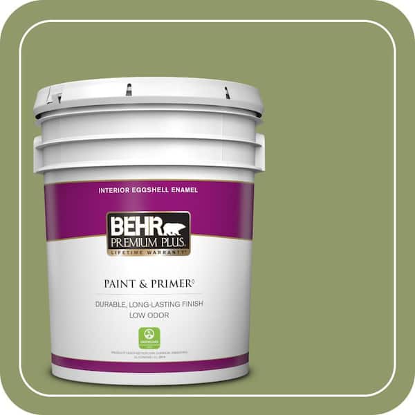 BEHR PREMIUM PLUS 5 gal. Home Decorators Collection #HDC-SP14-2 Exotic Palm Eggshell Enamel Low Odor Interior Paint & Primer